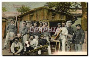 Old Postcard Militaria Alpine hunters in maneuvers