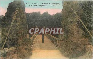 Old Postcard Paris Buttes Chaumont The Suspension Bridge