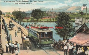 TX, El Paso, Texas, International Bridge, Railroad Train, Curt Teich No R-67677