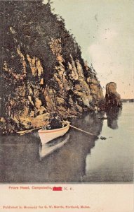 COMPBELLO NEW BRUNSWICK CANADA~FRIARS HEAD-MAN ROWING BOAT~1905 POSTCARD