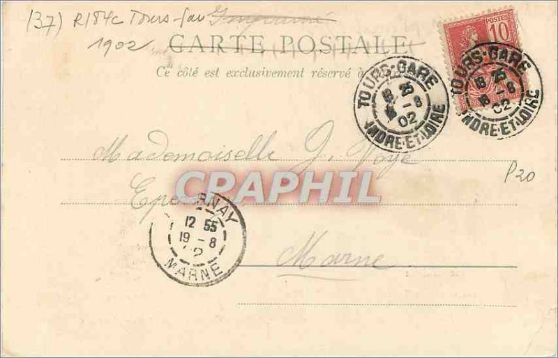 Postcard Old Tours Vue Generale (map 1900)