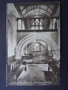 Surrey COMPTON CHURCH showing Gallery Old Postcard by Alfred Challen of Compton