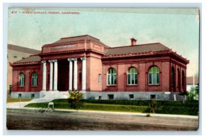 1910 Public Library, Fresno California CA Posted Antique Postcard 