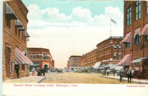 Vintage Postcard Second Street Looking South Muskogee OK