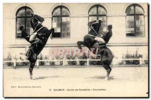 Old Postcard Horse Equestrian Saumur Cavalry School bows