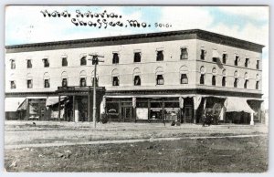 1911 HOTEL ASTORIA CHAFFEE MISSOURI FUNKY FONT ANTIQUE POSTCARD