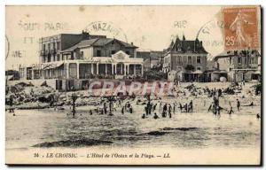 Old Postcard Croisic L & # 39Hotel L & # 39Ocean and the Beach