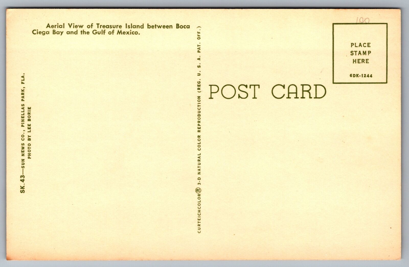 Treasure Island Beach Boca Ciega Bay Gulf Of Mexico Florida Aerial View Postcard Latin & South