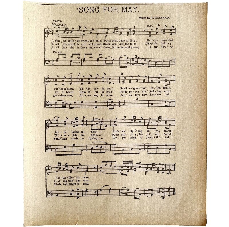 Song For May Sheet Music 1892 Victorian Voice And Piano Spring Ephemera DWY10A