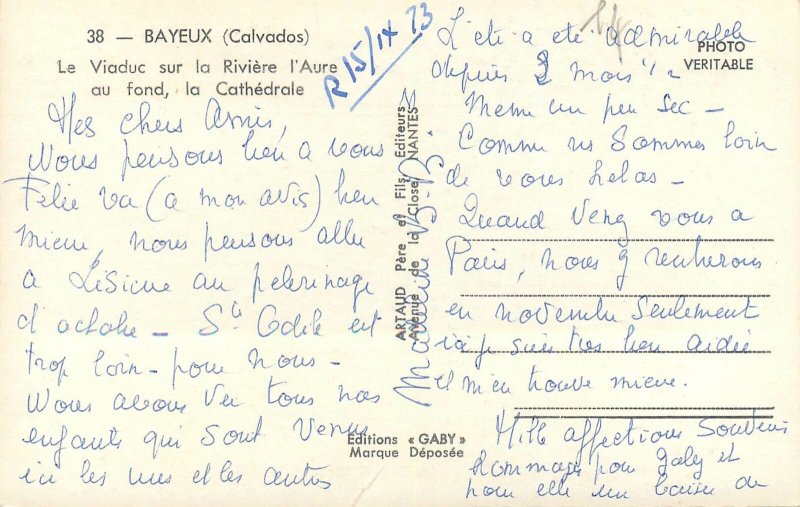 Postcard France Bayeux Calvados viaduc