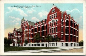 Postcard TX Dallas St. Paul's Sanatorium & New Annex E.C. Kropp 1920s S49