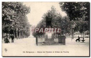 Old Postcard Perigueux Statue of Fenelon and alleys of Tourny