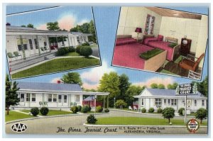 c1940 Pines Tourist Court Alexandria Virginia Multiview Vintage Antique Postcard