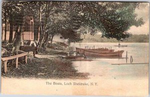 Postcard BOAT SCENE Loch Sheldrake New York NY AM6966