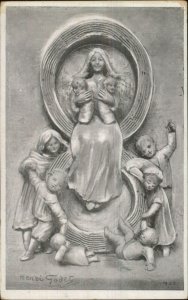 Henri Godet Large Number Series Children Mother Relief Sculpture Postcard 8
