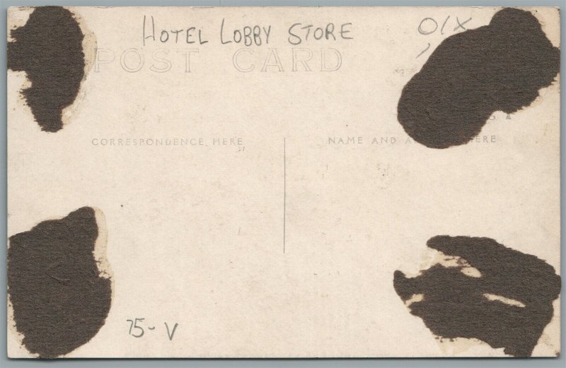 CIGAR STORE INTERIOR HOTEL LOBBY ANTIQUE REAL PHOTO POSTCARD RPPC