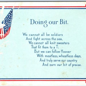 c1910s Patriotic Poetry Can't All Be Soldiers Postcard Famine is Service A80