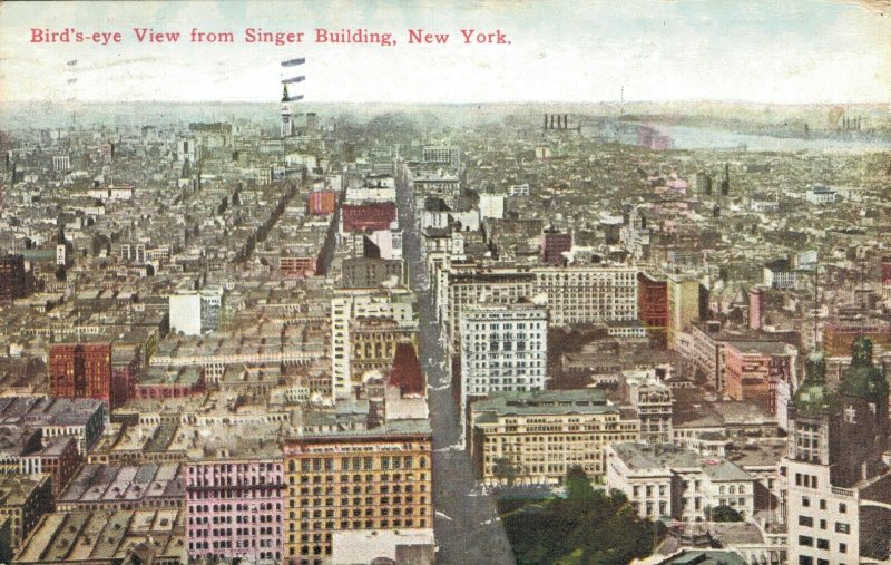 USA - Birds eye View from SInger Building New York 1912 04.25