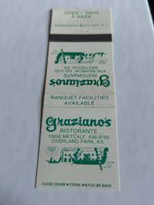 Matchbook Cover Graziano's Ristorante Overland Park Westwood, Kansas MB183