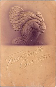 Postcard Embossed Thanksgiving Greetings Mauve Turkey C.1910 K3