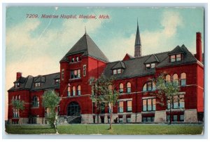 1914 Manistee Hospital Building Tower Entrance Manistee Michigan MI Postcard