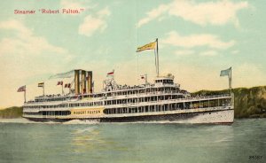 View of Steamer Ship Robert Fulton, Sea Water Transportation, Vintage Postcard