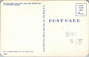 Vtg 1950s Mesa Verde National Park Spruce Tree House Colorado CO Postcard
