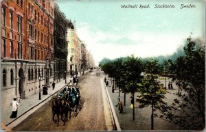 Vtg Stockholm Sweden Wallhall Road 1905 Old Street View Postcard