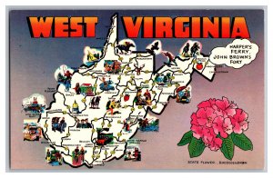 Postcard WV West Virginia Vintage Standard View Map Card 