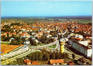 VINTAGE POSTCARD CONTINENTAL SIZE AERIAL VIEWOF SELESTAT ALSACE FRANCE