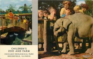 BROOKFIELD ILLINOIS Children's Zoo & Farm HS CROCKER postcard 12082