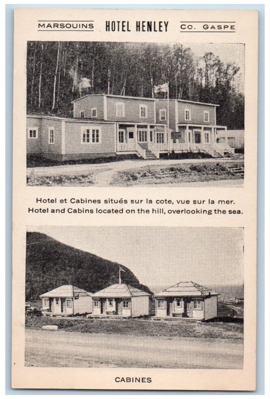 Gaspe Quebec Canada Postcard Hotel Henley Marsouins Multiview c1920's