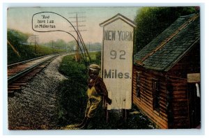 Here I Am IN Millerton Ny New York Black Americana Postcard (AB18)