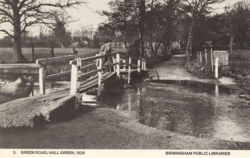 Green Road Hall Green Birmingham 1929 Bridge Rare Photo Postcard