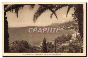 Old Postcard Menton General View from the Italian border