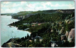 c1910s Unknown Sweden Birds Eye Village Postcard Swedish Flag Peter Hansen A177