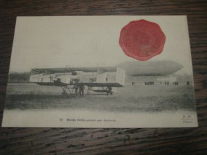 Aviation Postcard UnUsed French France 1910 Rouen Dirigible Biplane Godard