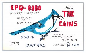 Postcard QSL CB Ham Radio Amateur Card From Loraine ILL Illinois KPQ-8980