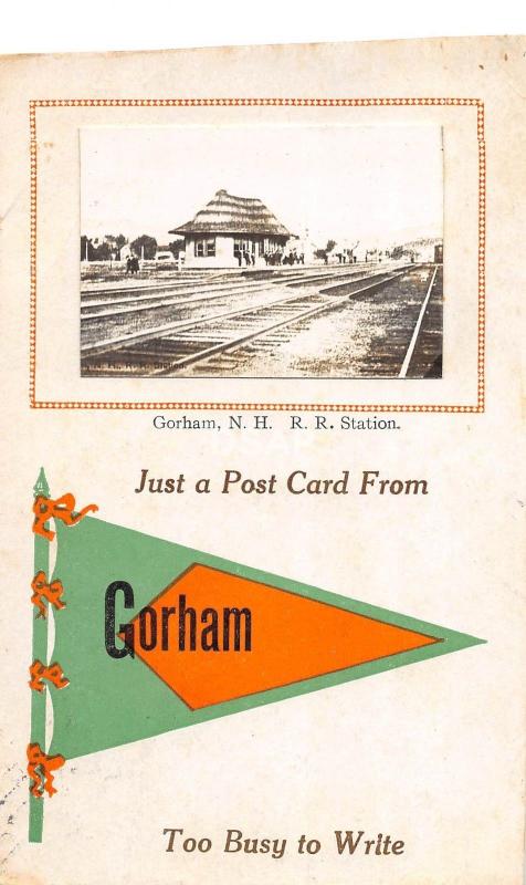 B6/ Gorham New Hampshire NH Real Photo RPPC Postcard 1914 Railroad DEPOT Station