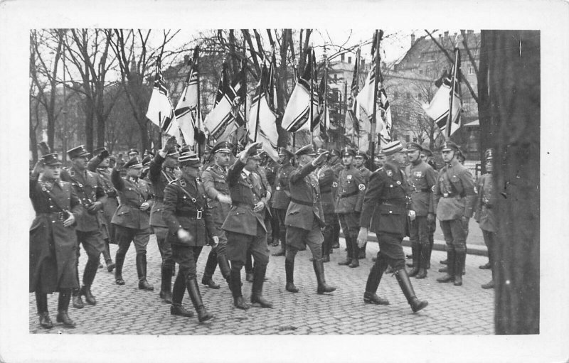 Adolph Hitler? Troops Germany World War II Real Photo Postcard 