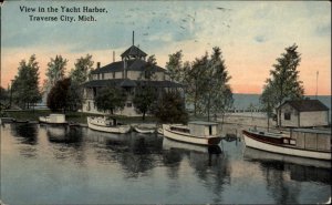 Traverse City Michigan MI Yacht Harbor Boats c1910 Vintage Postcard