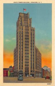 Syracuse New York~State Tower Building @ Sunset~Roys Billboard in Distance~1940s