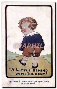 Old Postcard Fantasy Illustrator Child A little behind with the rent