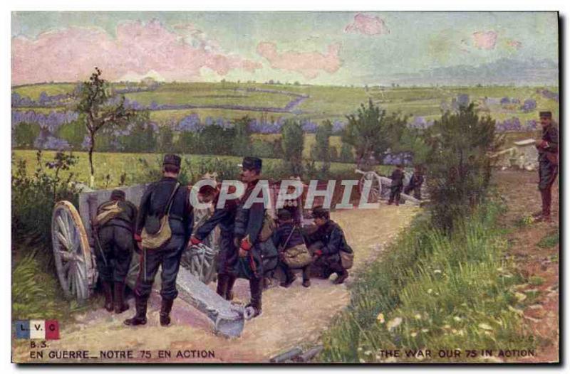 Old Postcard Our Army 75 in Cannon Action
