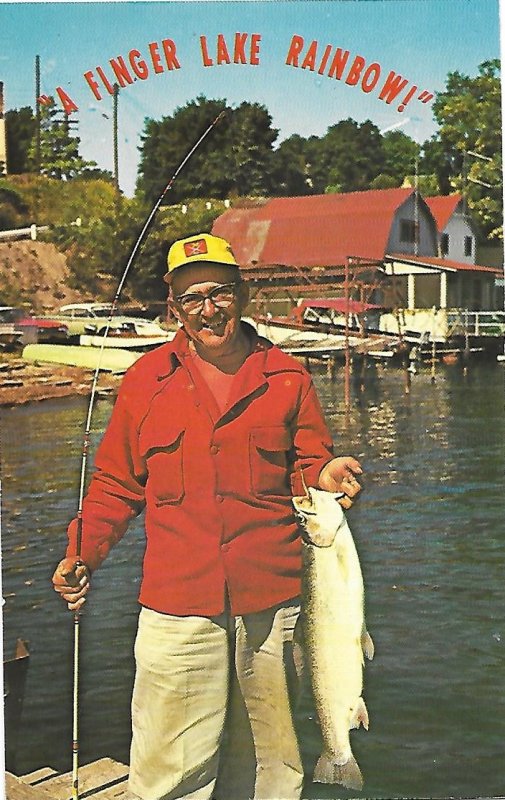 Happy Fisherman With Eight Pound Finger Lake Rainbow Trout Seneca Lake New York