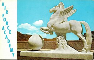 Pegasus Statue US Air Force Academy Postcard Cancel PM Coloraro Springs CO WOB 