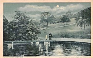 BRADFORD ENGLAND~PEEL PARK-MOONLITE POND SCENE-COE COLLOTYPE~1905 PHOTO POSTCARD