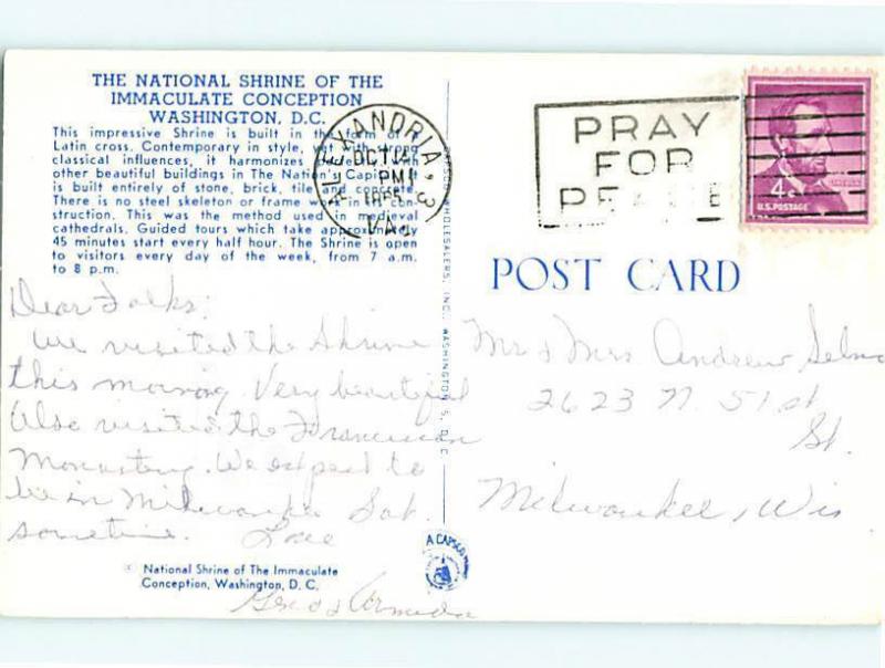 Shrine of Immaculate Conception Washington DC Latin Cross Christ Postcard # 7550