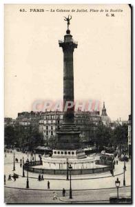 Old Postcard Paris Place July column in Bastille