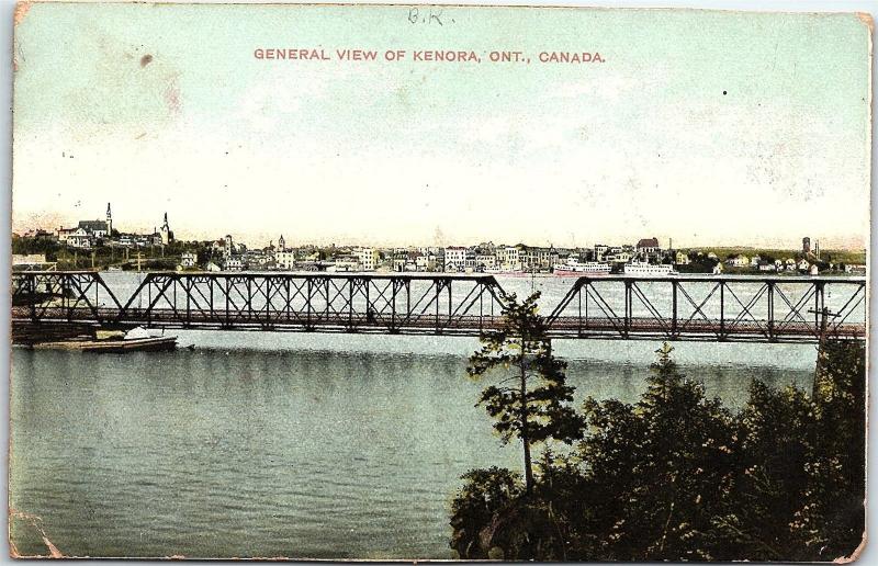 Postcard Canada Ontario General View Of Kenora Bridge SMC 1908 Q3